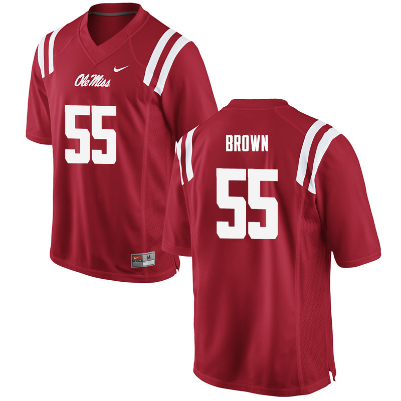 Men Ole Miss Rebels #55 Ben Brown College Football Jerseys-Red - Click Image to Close